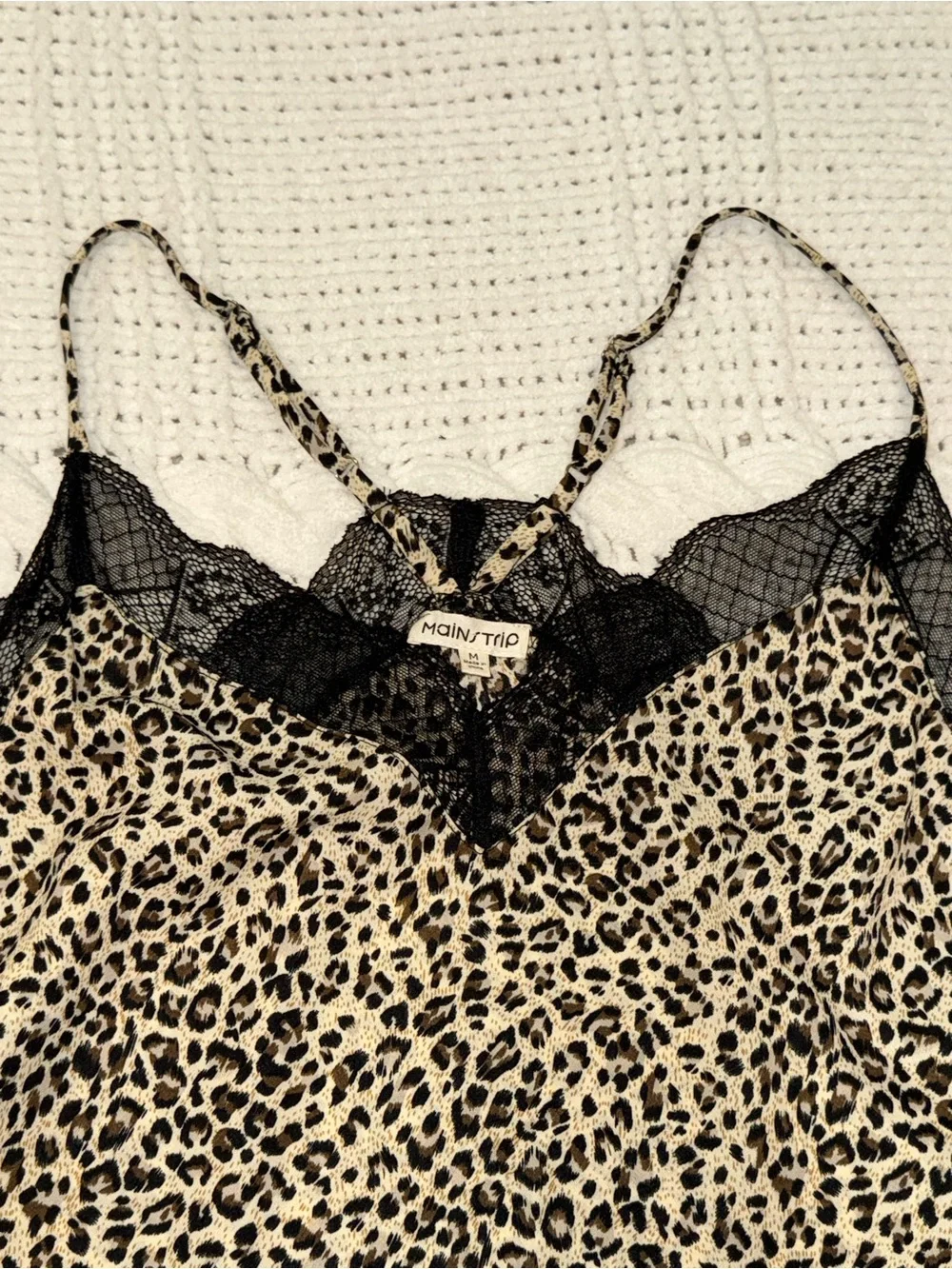 Leopard Print Lace Cami with black lace